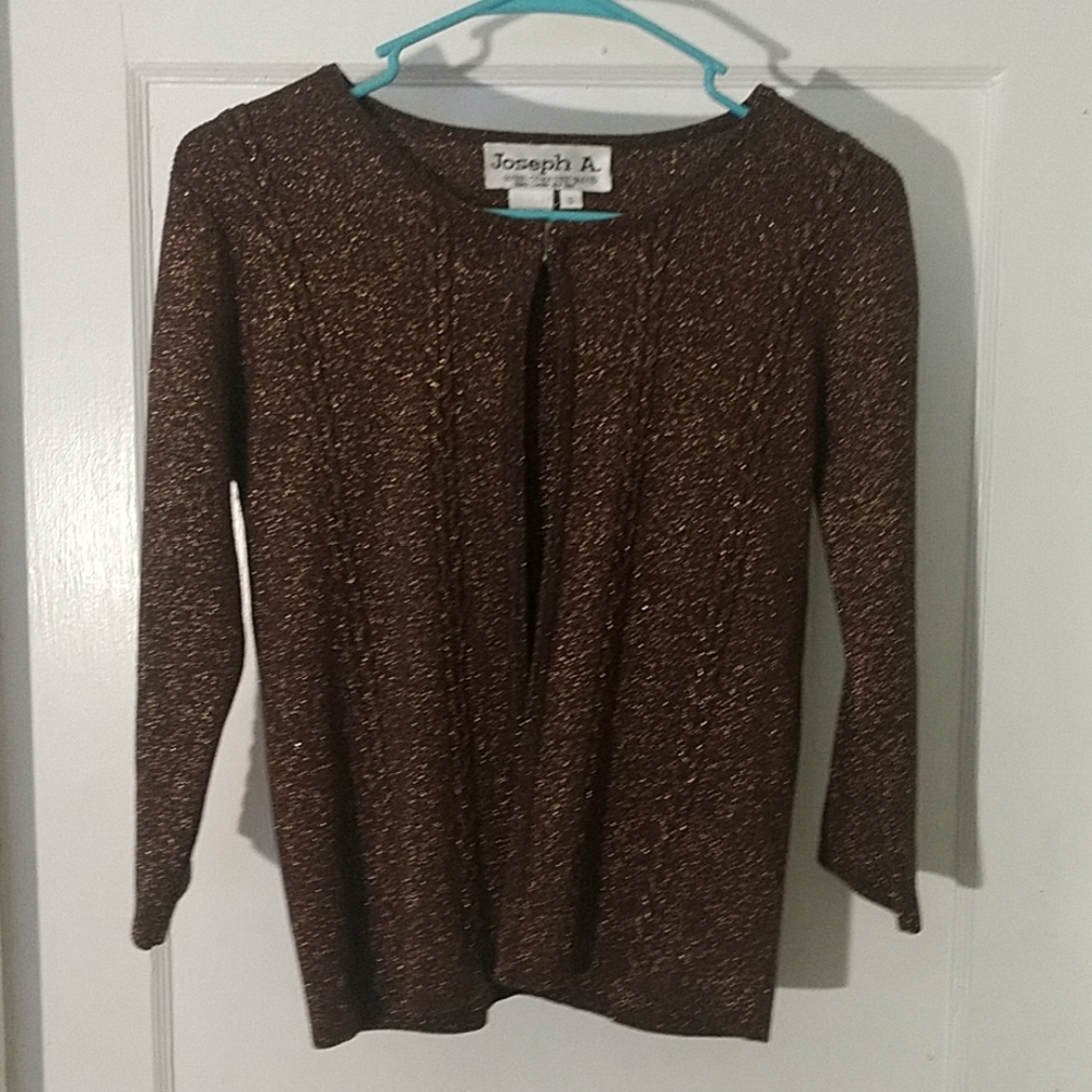 Joseph A Silk Metallic Cardigan SZ Small
